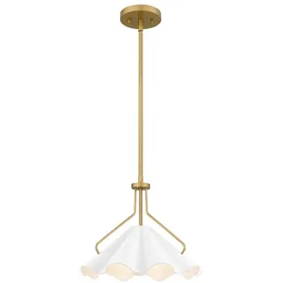 Licht-Erlebnisse Pendelleuchte KAMIL, ohne Leuchtmittel, Metall H: max. 130,9 cm in Messing Antik Weiß E27 Jugendstil bunt