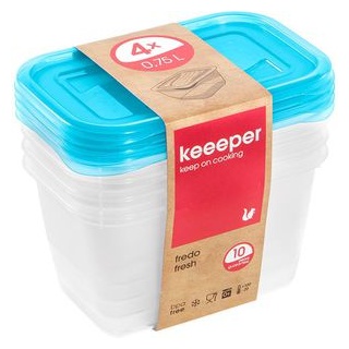 Keeeper Vorratsdose fredo fresh, Kunststoff, 0,75 Liter, transparent, eckig, Set, 4 Stück