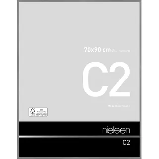 nielsen Bilderrahmen, 70 x 90 cm, Aluminium, Grau matt, Posterrahmen zum Aufhängen im Hoch- & Querformat, Echtglas, C2