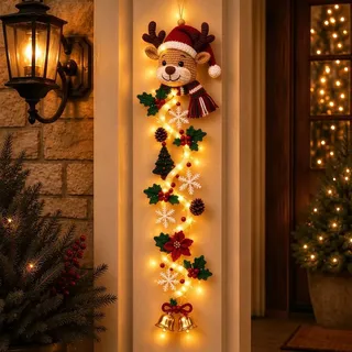 Weihnachtsdeko Innen Weihnachtstürhänger - Schneemann Beleuchtet Aussen | 100 Zentimeter Lang, Platzsparende Vertikale Christmas Decorations Türkranz Weihnachten Für Fenster, Wand Und Kaminsims