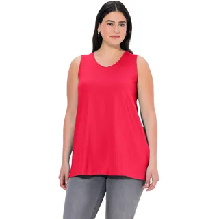 Ulla Popken Damen große Größen Übergrößen Plus Size Top, A-Linie, V-Ausschnitt, ärmellos rot 50+ 807291535-50+ - 50-52