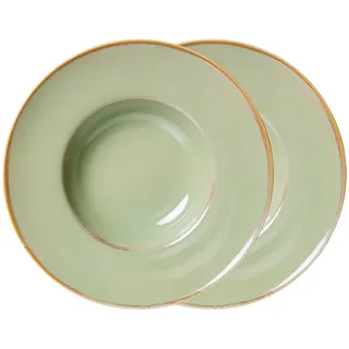 HKliving - Chef Ceramics Pasta Teller, Ø 28 cm, moss green (2er-Set)