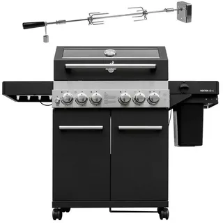 Feuergott Gasgrill FEUERGOTT Gas-Grillstation Hektor 4B-S inkl. Abdeckhaube + Drehspieß