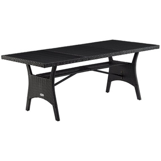 Casaria Gartentisch (1-St), Polyrattan 190x90x74cm mit Ablage WPC-Tischplatte Höhenverstellbar schwarz