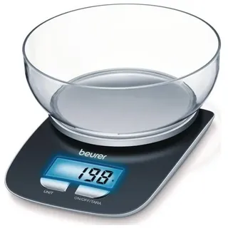Beurer KÜCHENWAAGE MIT SCHALE 3KG/1G (KS 25 LIMITED CGR/OB), Küchenwaage, Schwarz