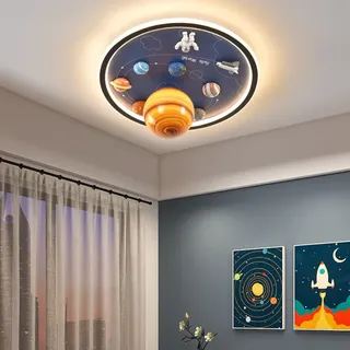 LED Planet Licht Deckenleuchte für Kinder Kreative Junge Mädchen Deckenlampe Dimmbar Mit Fernbedienung Modern Astronauten Kinderzimmerlamp Augenschutz Babylampe Zubehör für magnetische Planeten (40cm)