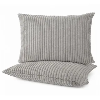Heubergshop Dekokissen, 2er Set Cord Kissen mit Füllung 40x60cm Zierkissen (Cord-40x60-Grau) grau