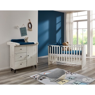 Babymöbel-Set ARTHUR BERNDT "Babyzimmer Set »Lavea« 2-teilig" Gr. ohne Matratze, B/H: 70 cm x 140 cm, weiß (white, oak, nachbildung) Baby Schlafzimmermöbel-Sets Baby-Bettsets