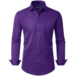 DEMEANOR Hemd Herren Langarm Businesshemden für Herren Slim Fit Business Bügelleichtes Hemden Freizeithemd - 3XL