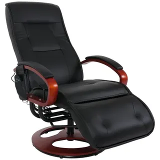 berlinlodge Massagesessel Athene Leder 69 x 118 x 143 cm Schwarz mit Massage