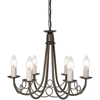 Kronleuchter Hängeleuchte Pendellampe Stahl Schwarz Gold D 48cm Esszimmerleuchte