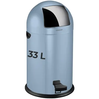 FACKELMANN ROME Pedal-Abfallsammler 33L Stahlblau – Stilvoller Abfalleimer in Retro-Design mit robustem Pedalmechanismus und Edelstahl-Inneneimer, ca. 39 x 43 x 69 cm