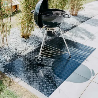 PROFOLIO Schwarze Grillunterlage Für Alle Grills - Bodenschutzmatte als Hitze- und Funkenschutz - Feuerfeste Grillmatte für Gasgrill, Elektrogrill und Holzkohlegrill - 190 x 80 cm - Größe Wählbar