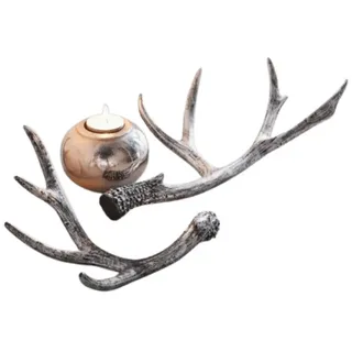 Home-trends24.de Dekofigur Geweih Silber Deko Objekt Tischdeko Hirschgeweih Hirsch 2er Set (2 St)
