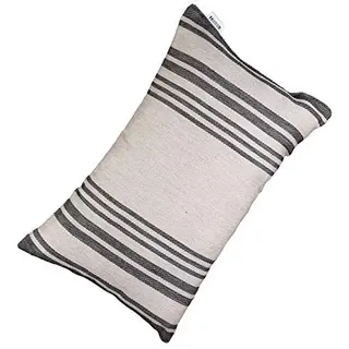 FinTec gestreiftes Saunakissen Streifen schwarz I 400 x 200 mm | 70% Leinen, 30% Baumwolle & 100% Polyester-Hohlfaser I Waschbar I Atmungsaktiv I Hygienisch