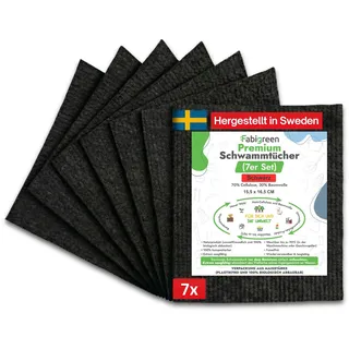 Fabigreen Original Schwedische Putzlappen 7er Set – Nachhaltig reinigen ohne Mikroplastik Wiederverwendbare Spültücher & biologisch abbaubare Spüllappen kompostierbar, für alle Oberflächen (Schwarz)