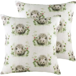 furn. Evans Lichfield Hedgerow Igele wiederholen Feder-gefüllte Kissen (Twin Pack), Polyester, Leinen Multi