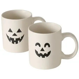 Boltze Halloween Becher Boo, 2er Set aus Keramik, Höhe 9,80 cm, Ø 8,5 cm