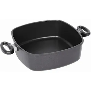 AMT Gastroguss Eckpfanne 28 x 28 cm, 9 cm hoch, Bräter mit Seitengriffen, induktionsgeeignet, backofenfest, Lotan® Antihaft-Veredelung, Gusspfanne (Aluguss), AMZN-I-E289
