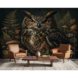 PaxGloz Fototapete 3D Effekt Eule Tapete Waldtiere Braun Tapeten Vliestapete Modern Wandtapete Wohnzimmer Schlafzimmer Kinderzimmer Wanddeko Motivtapeten 200 x 140 cm (B x H)