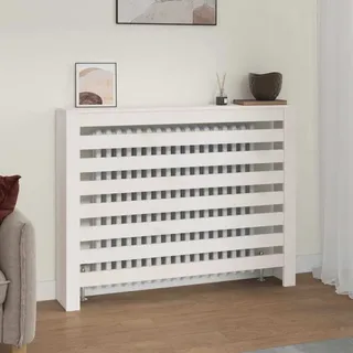 vidaXL Heizkörperverkleidung Weiß 108,5x19x84 cm Massivholz Kiefer