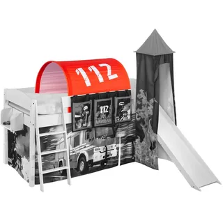 Lilokids Betttunnel LILOKIDS Tunnel Feuerwehr - für Hochbett, Spielbett und Etagenbett, Rot mit Motiv