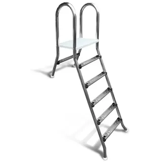 Hochbeckenleiter V2A CLASSIC Poolleiter aus Edelstahl 1x5 und 1x1 Stufe 1,50 m