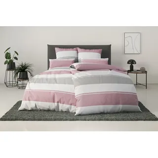 OTTO home Yonne gestreift Baumwolle Rosa 135 x 200 cm + 40 x 80 cm