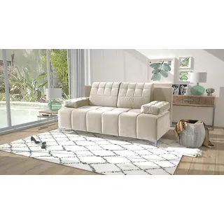exxpo - sofa fashion 3-Sitzer EXXPO - SOFA FASHION "Sinus Schlafsofa, Dauerschläfer, Bettkasten, mit Federkernpolsterung", beige, B:202cm H:86cm T:103cm, Sofas, bequem, mit hochwertigem Funktionsbeschlag für mehr Komfort