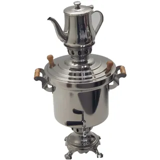 Grillpeter Samowar Set mit Teekanne Holzkohle Teemaschine mit Schornstein