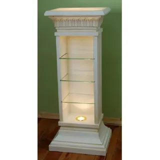 Xlmoebel Vitrine Moderne Glasvitrine mit Holzregal und integrierter Beleuchtung (Regal CD - Lampe Kunststoff/Stuck 101,5 cm Höhe) Hergestellt in Europa weiß