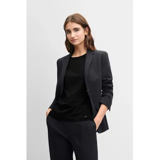 Jackenblazer CINQUE "CILEO", Damen, Gr. 34, grau (dunkelblau), Web, Obermaterial: 52% Polyester, 21% Polyamid, 17% Viskose, 10% Elasthan, unifarben, regular fit normal, tiefer V-Ausschnitt, abgesteppte Kante, Blazer, Regular Fit, 1-Knopf-Form, elastischer Materialmix
