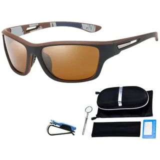 GelldG Sonnenbrille Sport-Sonnenbrille für Herren und Damen zum Fahren Radfahren Skifahren braun