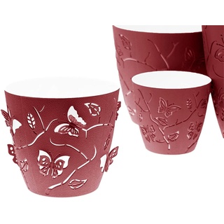 Lashuma Blumentopf Rot (Set, 4 St), Anzuchttöpfe in 4 gestaffelten Größen, Pflanztöpfe Kunststoff rot