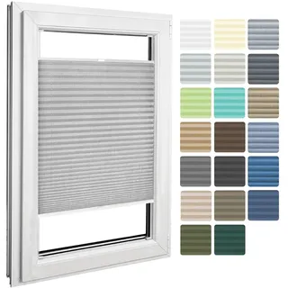 Home-Vision® Plissee zum Anschrauben in der Glasleiste Innenrahmen Kollektion „Melange” Leinenoptik Blickdicht Plissee Jalousie mit Halterungen zum Bohren, Sonnenschutzrollo (Grau, B90cm x H100cm)