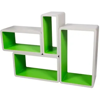 VG line Verstärkte Vielen Farben MDF Retro Design Cube 4er Set Regal Regale Wandregal Deko Würfel CD DVD Lounge Cuben LO01P (Grau/Grün)
