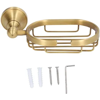 Kuuleyn Wand-Seifenschale, Schwammhalter, hohles Design am Boden, selbstentleerende Seifenschale zur Wandmontage, dekoratives Badezimmer-Zubehör im Vintage-Gold-Stil