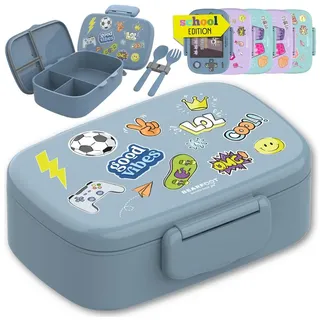 Bearfoot Brotdose mit Fächern Kinder Sticker blau