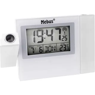 MEBUS 42421 Doppel Projektions-Funkwecker weiß