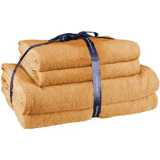 Handtuch Set KLEINE WOLKE "RELAX, 4 Stück (2 Handtücher 50x10 + 2 Duschtücher 70x140)", orange (peach), 4 Stk., Frottier, Frottier, Obermaterial: 100% Baumwolle, Handtuch-Sets, moderne Melangeoptik, Handtücher, Duschtücher, mit Bordüre
