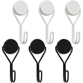 Puedno 6 Stück Magnethaken Extra Stark 20mm Neodym Magnet Haken Drehbar hält 13KG Super Starker Magnet Haken Mit Haken für Küche Decke, Büro Kühlschränke Grill