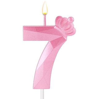 Zahlenkerze, 7,5 cm Geburtstagskerze 3D Tortenkerzen Rosa Krone Geburtstagskerzen für Mädchen Deko für Geburtstag Hochzeit Jubiläum (7)