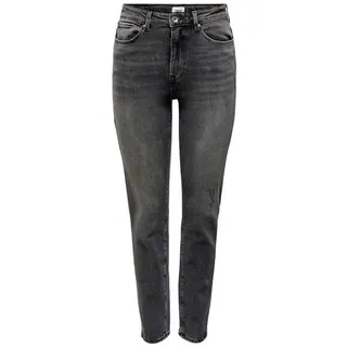 Only Stretch Ankle Jeans | Gerade ONLEMILY High Waist Hose | Classic Design Denim Straight Pants, Farben:Grau, Größe:25W / 32L