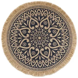 Lambo Bedrucktes Rundes Gewebte Platzset, Runde Platzsets, Mandalas Boho Tischsets Mit Quaste, Tischset Rund, Platzset Rund, Rustikale Jute Platzset Für Esszimmer Küche Tischdekoration, 38cm
