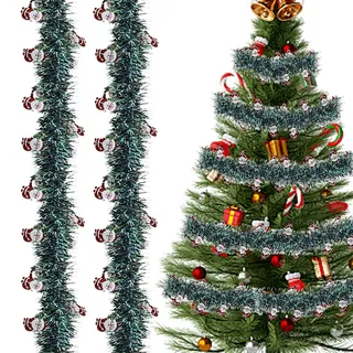 5 Stück Weihnachten Lametta Girlande,10M Künstliche Tannengirlande,Lametta Girlande Weihnachten Deko, Weihnachtsgirlande, für Kamin, Treppe, Haustür, Weihnachtsbaum (A)