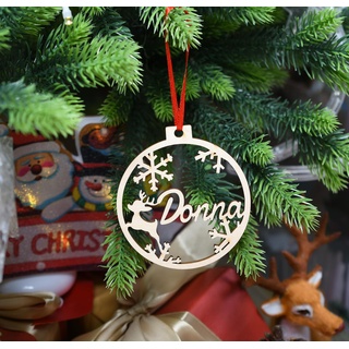 Custom Lasercut Baubles Verschiedene Name Ornament, Personalisierte weihnachtskugeln mit Namen,Geschenk Baum Holz Tags (XF6,1 Pcs)