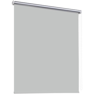 Thermorollo Verdunkelungsrollo Hitzeschutz Seitenzugrollo Fenster Rollo 11 Farben Breite 60 bis 240 cm Stoff lichtundurchlässig Thermo Beschichtung Weiß Silber (220 x 175 cm - Kette rechts/Grau)