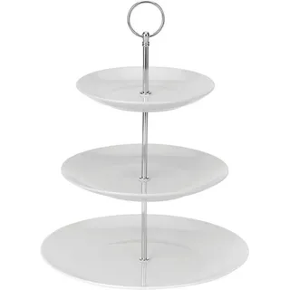 Spetebo Etagere Servier Etagere mit 3 Ablagen aus Porzellan, Porzellan, (Stück, 1-tlg., Servierständer), Servieretagere mehrstöckig weiß