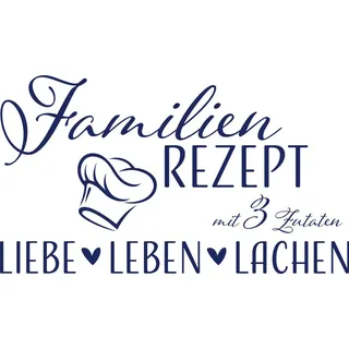 GRAZDesign Wandtattoo Wohnzimmer Familie Familienrezept mit 3 Zutaten, Lustig Sprüche Flur, Küche, Wandaufkleber selbstklebend, Wandsticker modern, 88x50cm, 049 königsblau