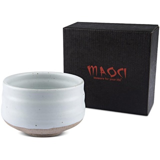 Teeladen Herzberg MAOCI - Matcha-Schale Chawan aus Porzellan 400ml hell handgefertigt - als Geschenkbox